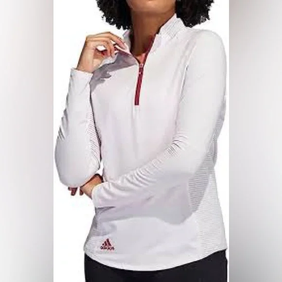 NWT Adidas Golf Ladies HEAT.RDY Mock Long Sleeve Pullover Polo With Mesh Venting - Picture 6 of 16